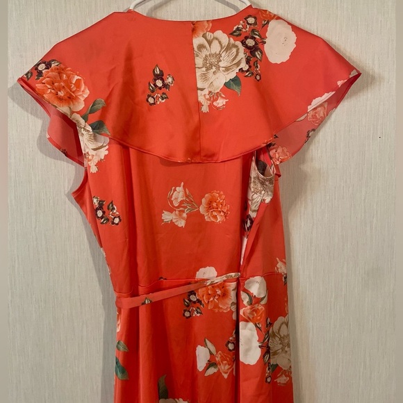 INC International Concepts Women’s Side Tie Wrap Dress Floral Satin Size Large - Picture 9 of 15